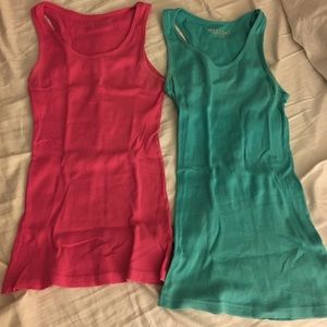 Pink and blue tank tops